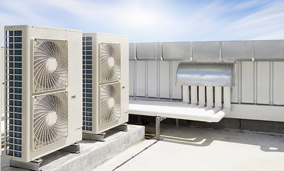 an air conditioning and ventilation system on top of a building