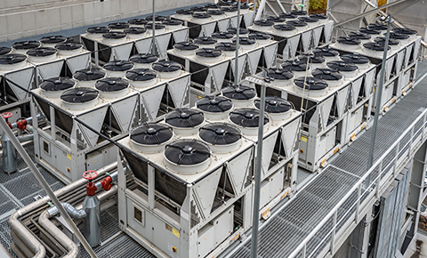 various air chillers installed in an industrial complex